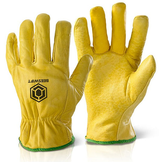 Beeswift Quality Lined Drivers Gloves, Yellow, Large, Pack of 10 Easy2Order : QLDGNL