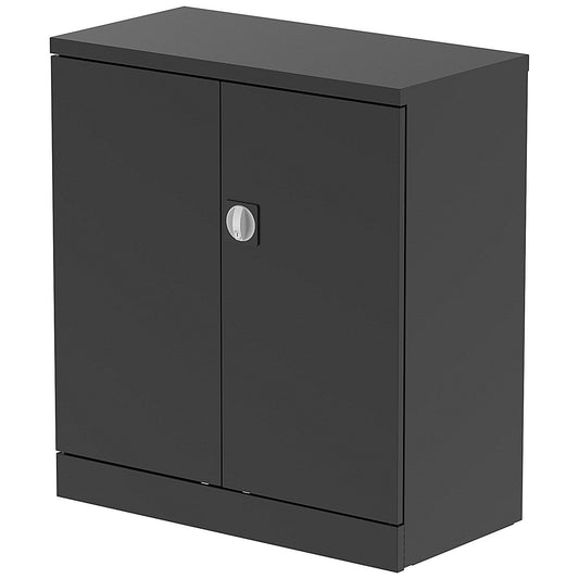 Qube 1000mm 2-Door Stationery Cupboard Black With Shelf Easy2Order : QS2043