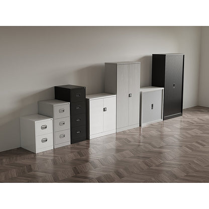 Qube 1000mm 2-Door Stationery Cupboard White With Shelf