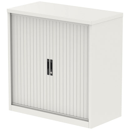Qube 1000mm Side Tambour Cupboard White With Shelf