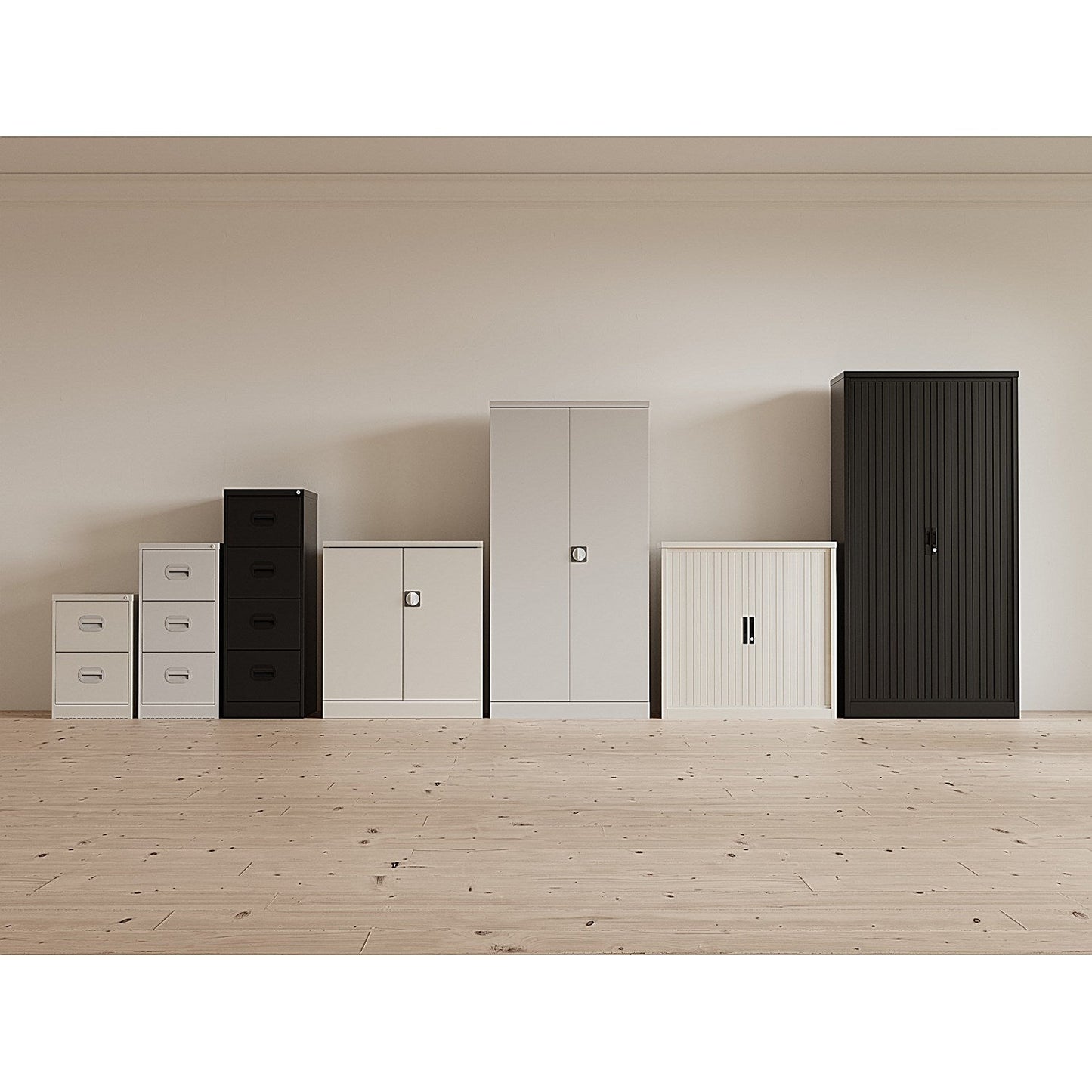 Qube 1000mm Side Tambour Cupboard White With Shelf