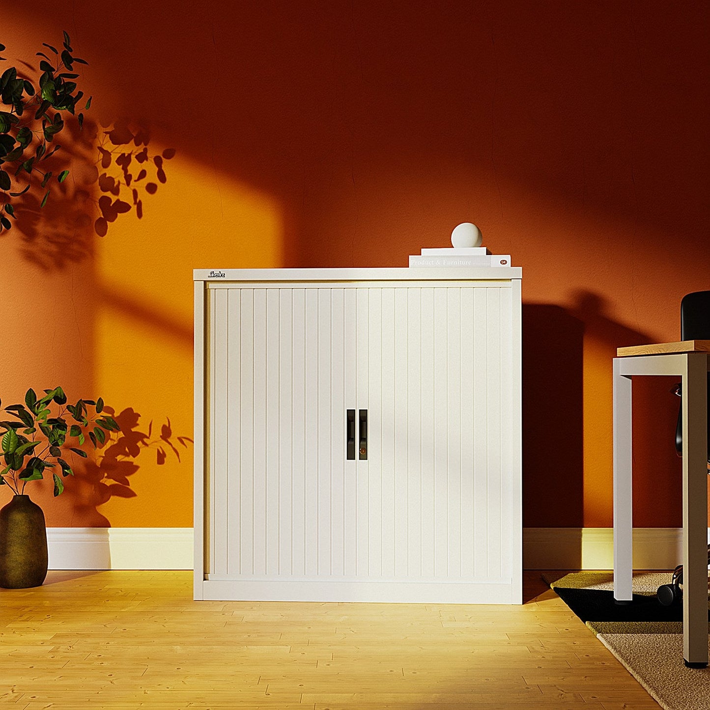 Qube 1000mm Side Tambour Cupboard White With Shelf Easy2Order : QS2068