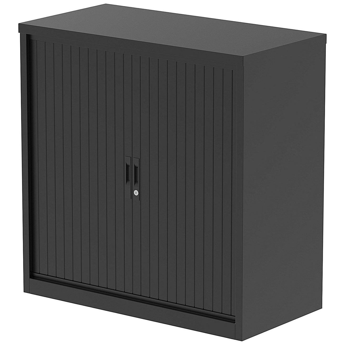 Qube 1000mm Side Tambour Cupboard Black With Shelves Easy2Order : QS2071