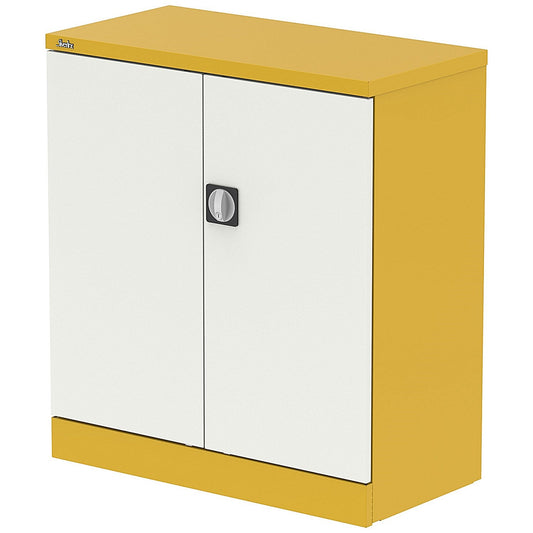 Qube 1020mm 2-Door Stationery Cupboard Lemon Yellow And Satin White With Shelf Easy2Order : QS2105