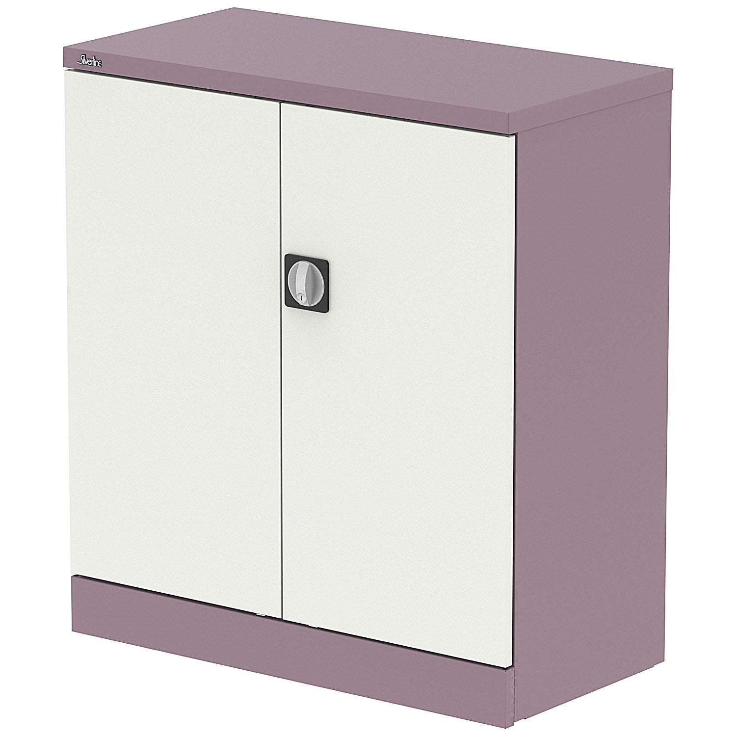 Qube 1020mm 2-Door Stationery Cupboard Pastel Violet And Satin White With Shelf Easy2Order : QS2108