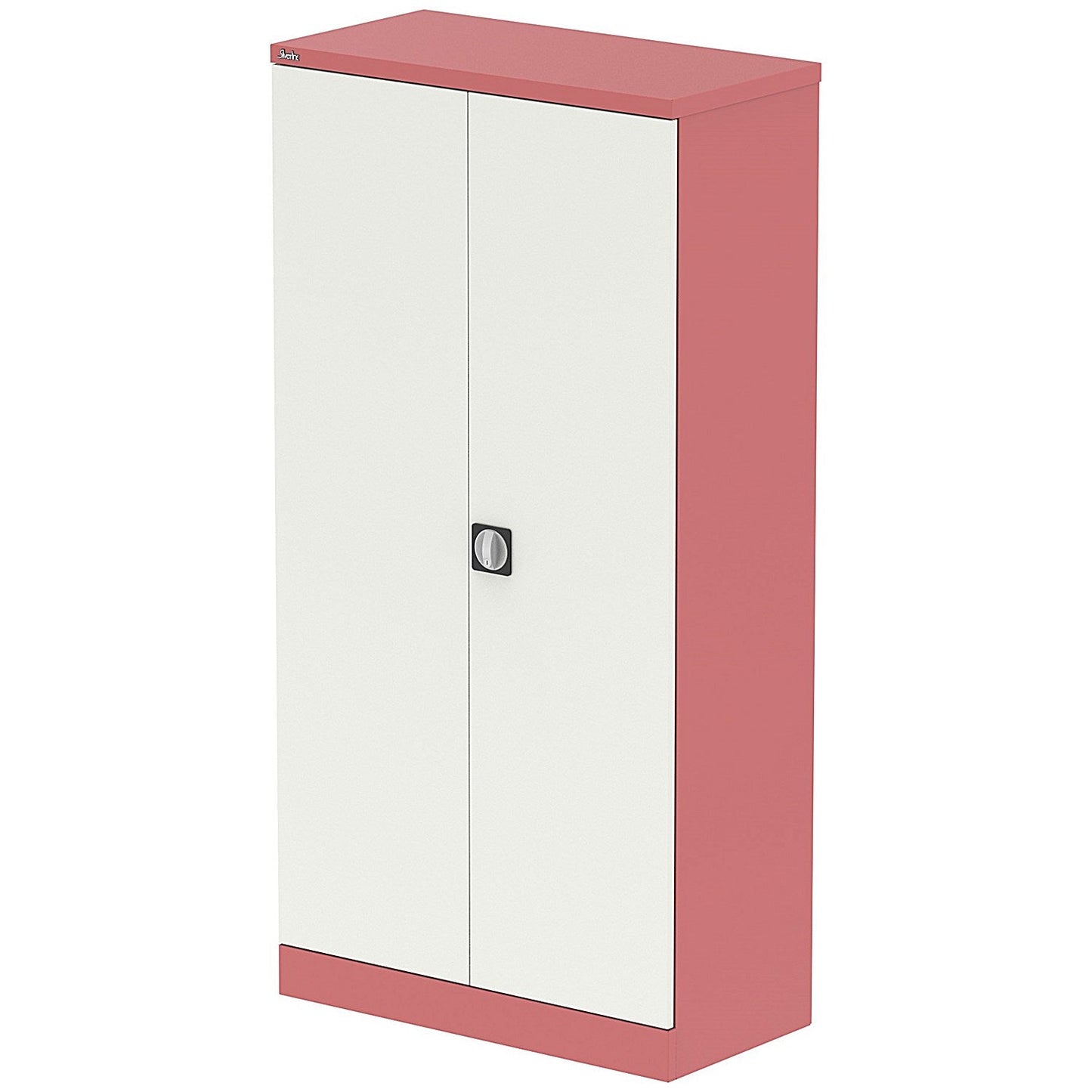 Qube 1830mm 2-Door Stationery Cupboard Antique Pink And Satin White With Shelves