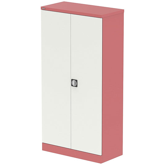 Qube 1830mm 2-Door Stationery Cupboard Antique Pink And Satin White With Shelves