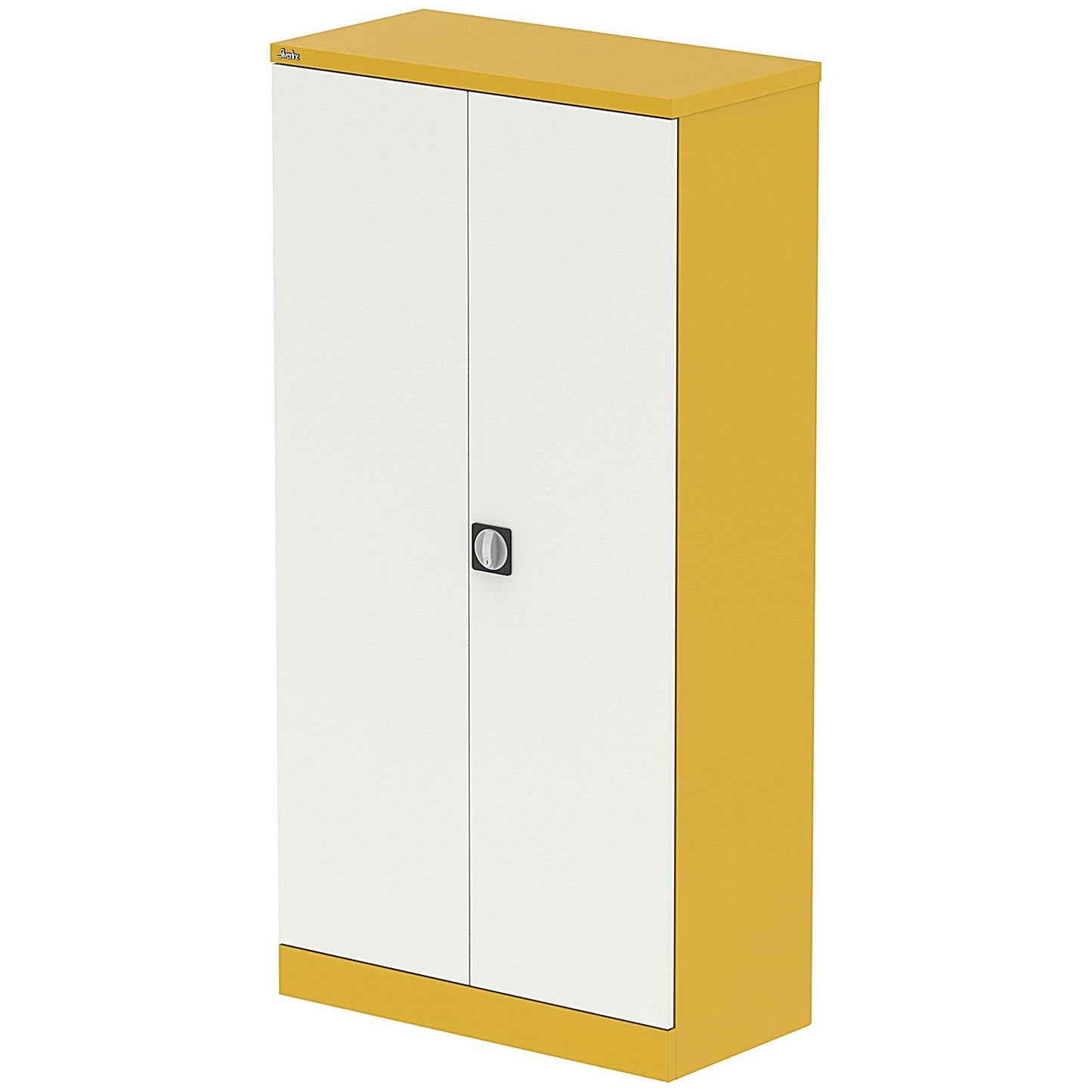 Qube 1830mm 2-Door Stationery Cupboard Lemon Yellow And Satin White With Shelves Easy2Order : QS2127
