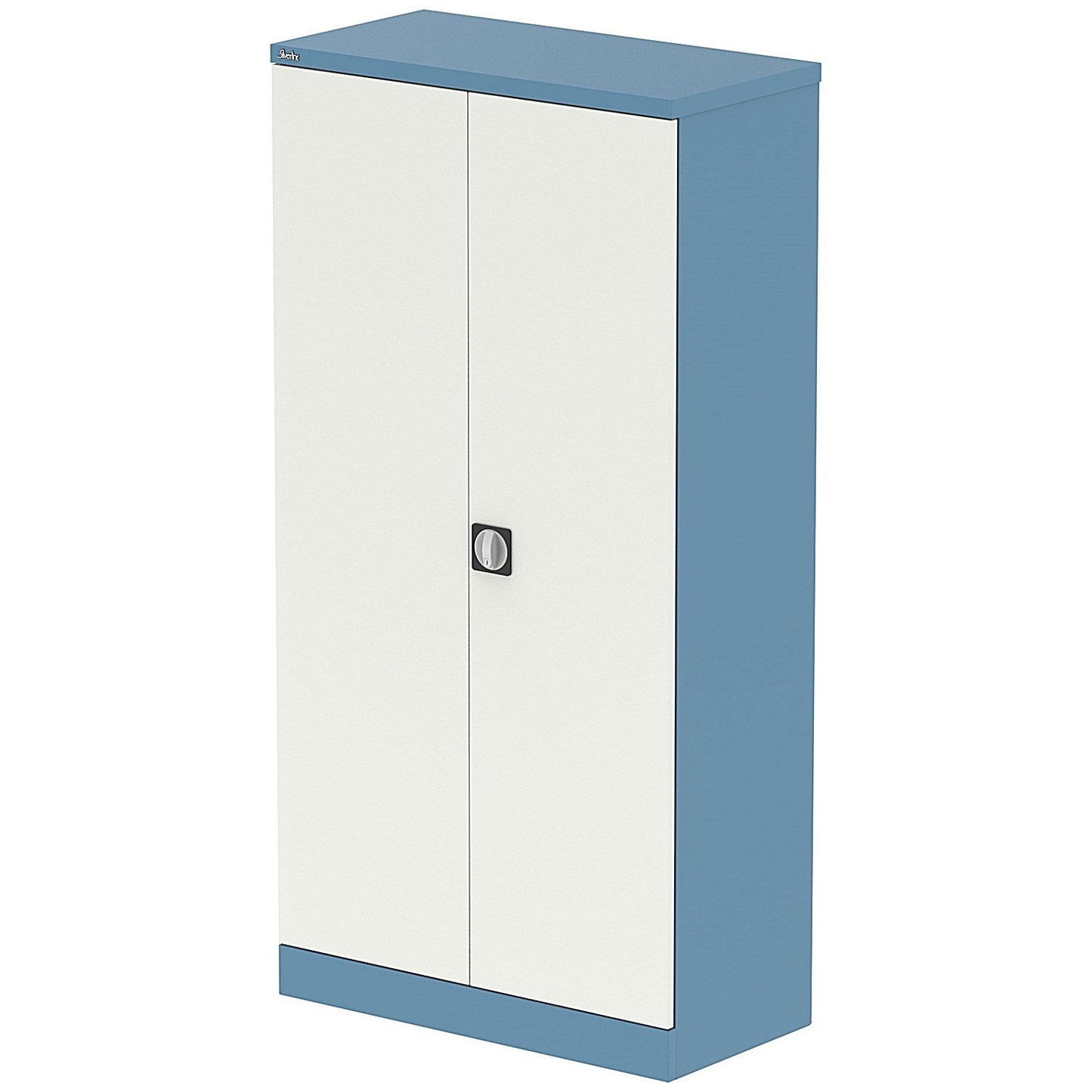 Qube 1830mm 2-Door Stationery Cupboard Pastel Blue And Satin White With Shelves Easy2Order : QS2128