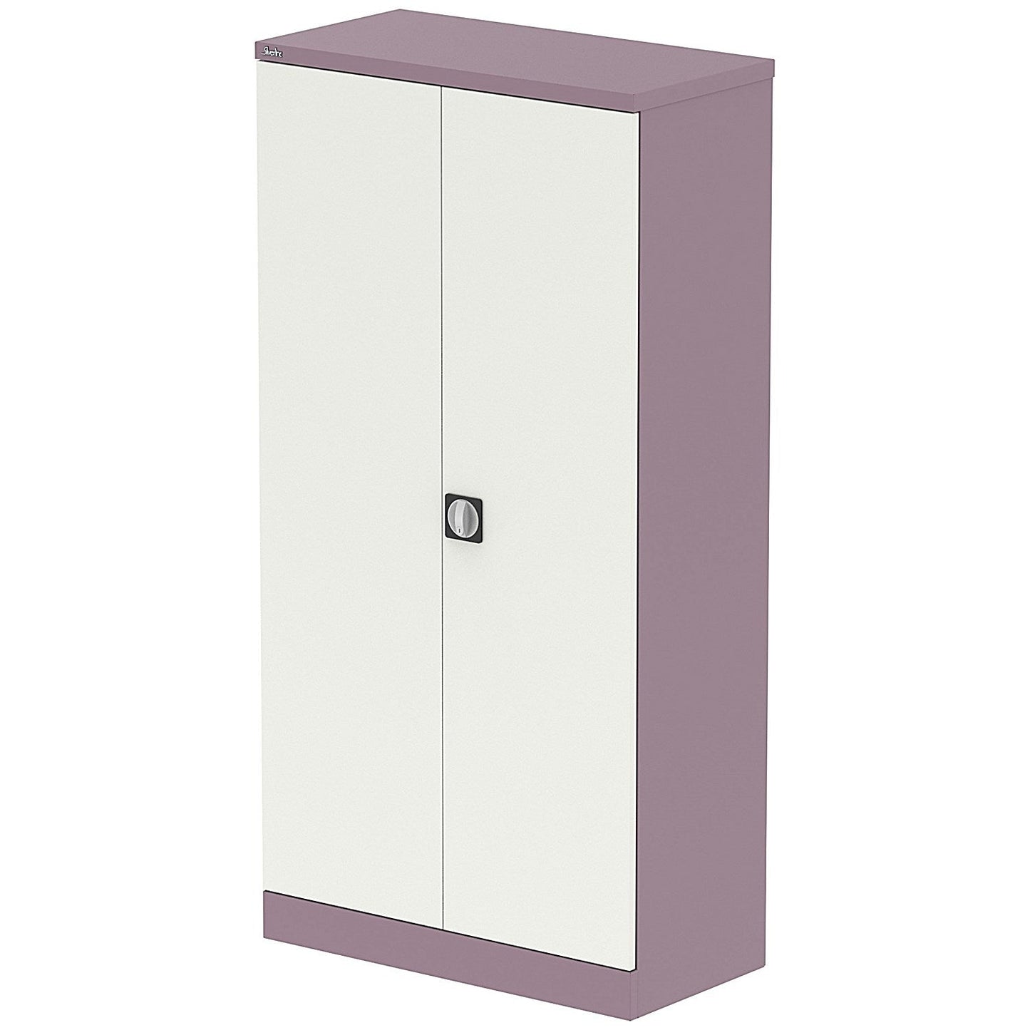 Qube 1830mm 2-Door Stationery Cupboard Pastel Violet And Satin White With Shelves Easy2Order : QS2130