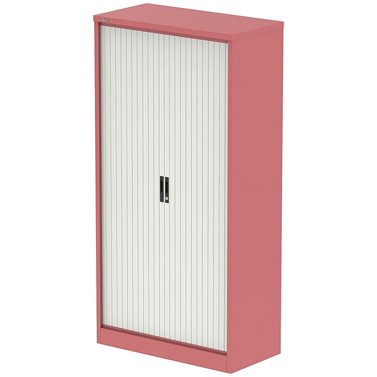 Qube 2000mm Side Tambour Cupboard Antique Pink And Satin White With Shelves Easy2Order : QS2236