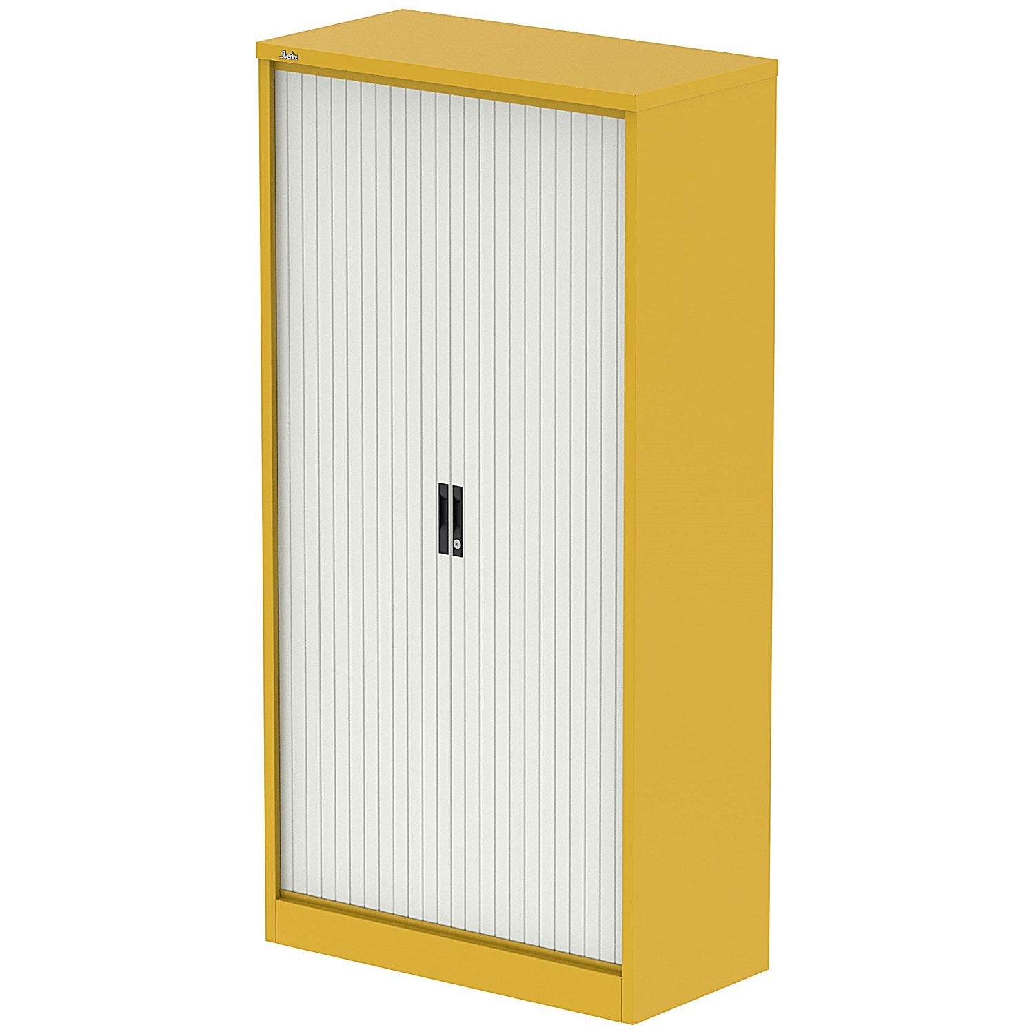 Qube 2000mm Side Tambour Cupboard Lemon Yellow And Satin White With Shelves Easy2Order : QS2237