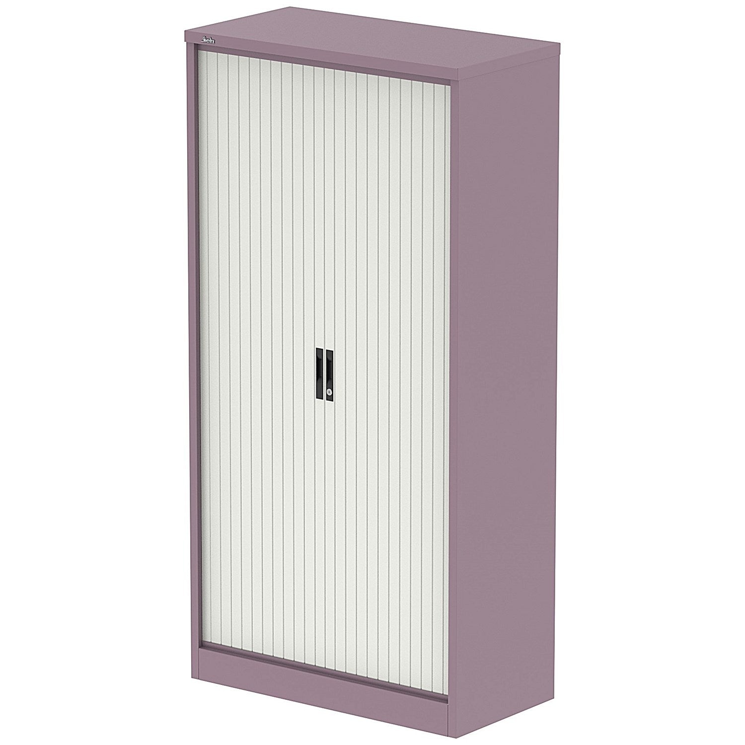 Qube 2000mm Side Tambour Cupboard Pastel Violet And Satin White With Shelves Easy2Order : QS2240