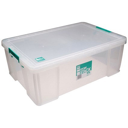 StoreStack Storage Box, 51 Litres, Clear