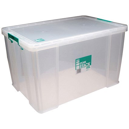 StoreStack Storage Box, 85 Litres, Clear