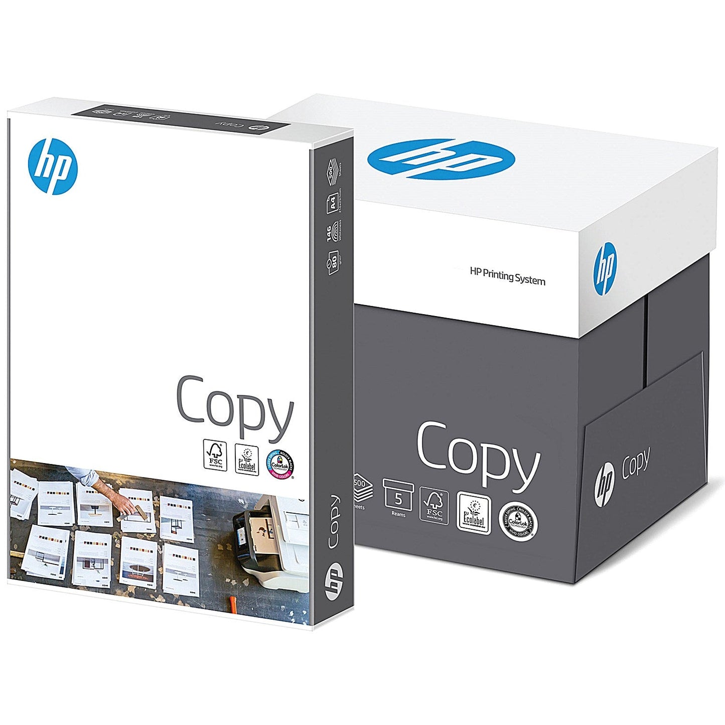 HP A4 White Copy Paper, 80gsm, Box (5 x 500 Sheets)