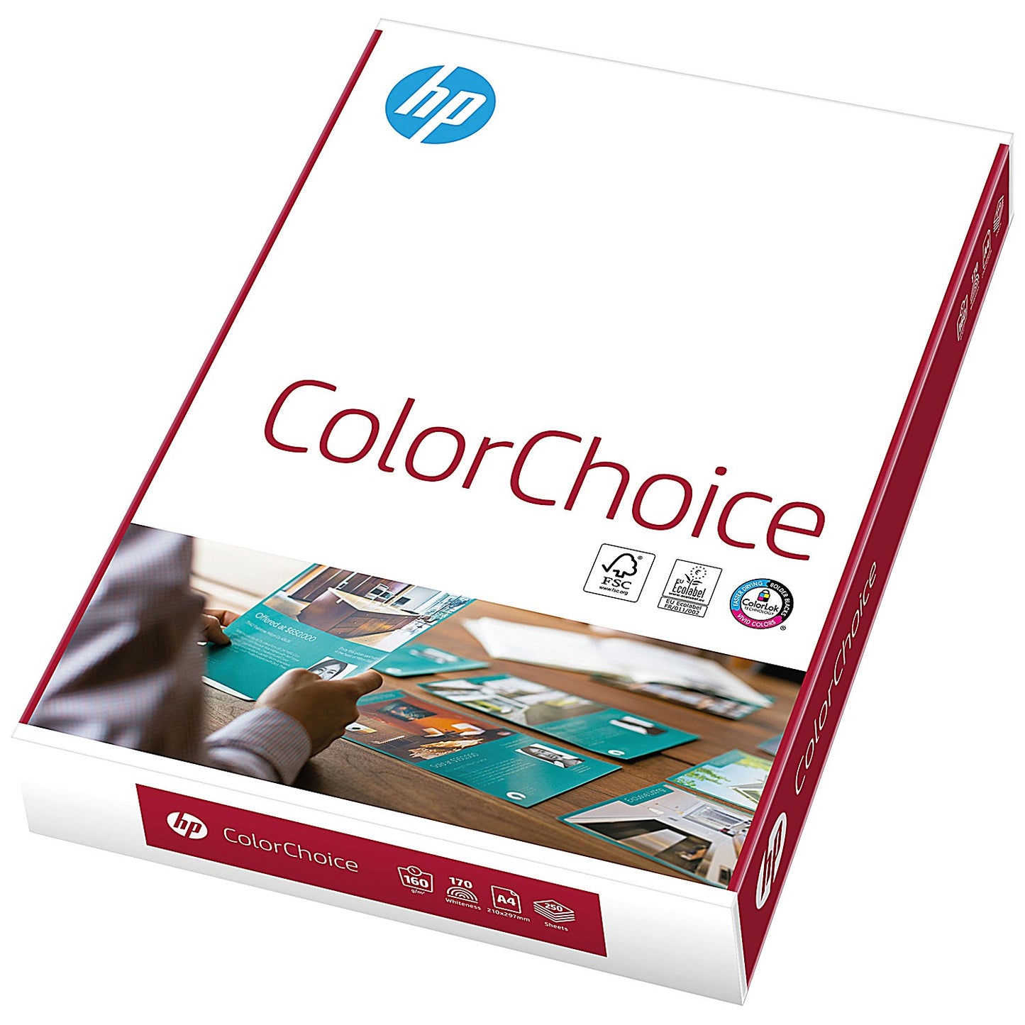 HP A4 Color Choice Paper, White, 160gsm, Ream (250 Sheets)