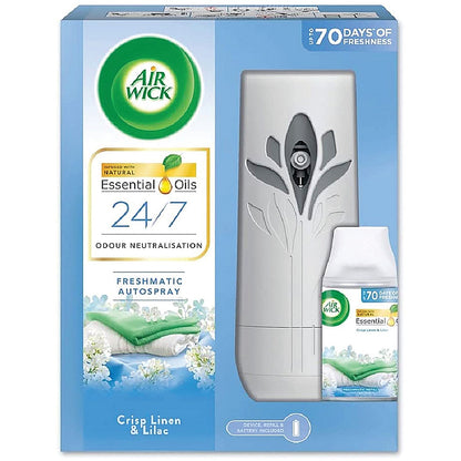 Air Wick Freshmatic Autospray and Refill Set Crisp Linen and Lilac 250ml