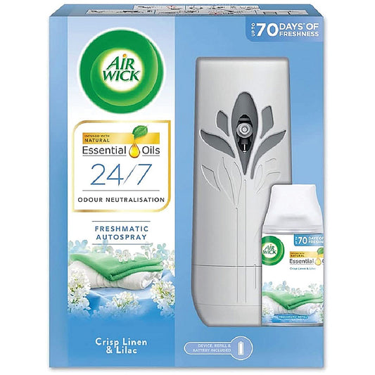 Air Wick Freshmatic Autospray and Refill Set Crisp Linen and Lilac 250ml