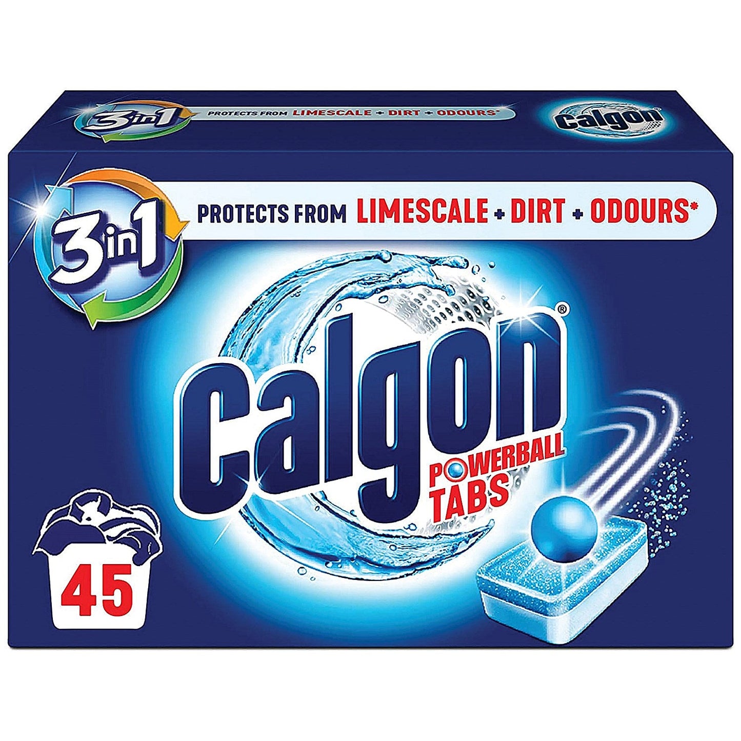 Calgon Powerball 3 in 1 Washing Machine Cleaner Tabs, Pack of 45