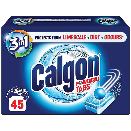 Calgon Powerball 3 in 1 Washing Machine Cleaner Tabs, Pack of 45