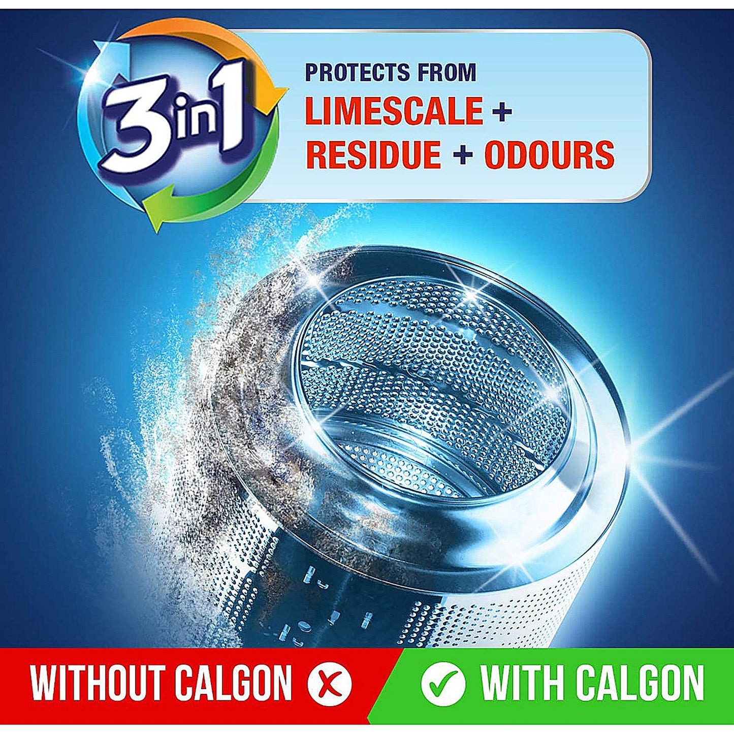 Calgon Powerball 3 in 1 Washing Machine Cleaner Tabs, Pack of 45