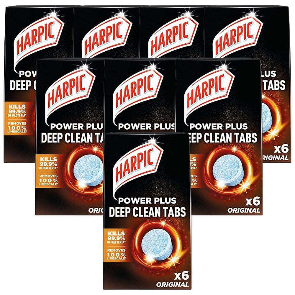Harpic Power Plus Deep Clean Toilet Cleaner Tablets, 6 Pack, Original, Pack of 8