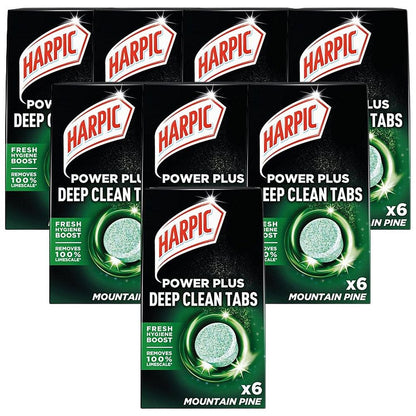 Harpic Power Plus Deep Clean Toilet Cleaner Tablets, 6 Pack, Pine, Pack of 8
