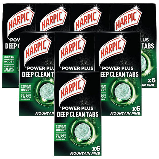 Harpic Power Plus Deep Clean Toilet Cleaner Tablets, 6 Pack, Pine, Pack of 8