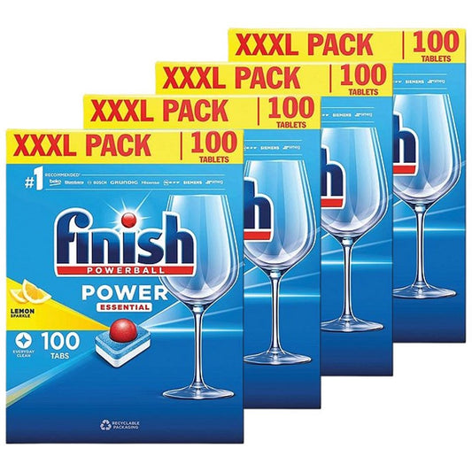 Finish Power Essential Lemon Dishwasher Tablets, 4 Packs of 100 Tablets