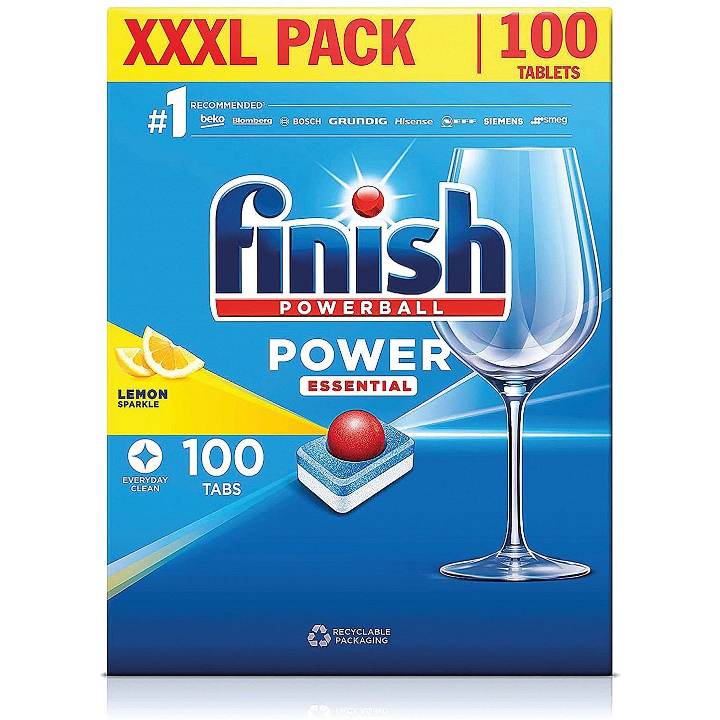 Finish Power Essential Lemon Dishwasher Tablets, 4 Packs of 100 Tablets