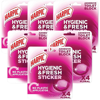 Harpic Hygienic Fresh Sticker Adhesive Toilet Block, Pine, 6 Packs of 4 Tabs