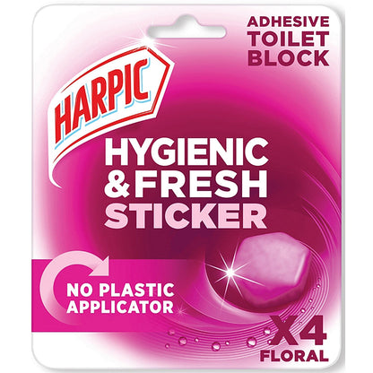 Harpic Hygienic Fresh Sticker Adhesive Toilet Block, Pine, 6 Packs of 4 Tabs