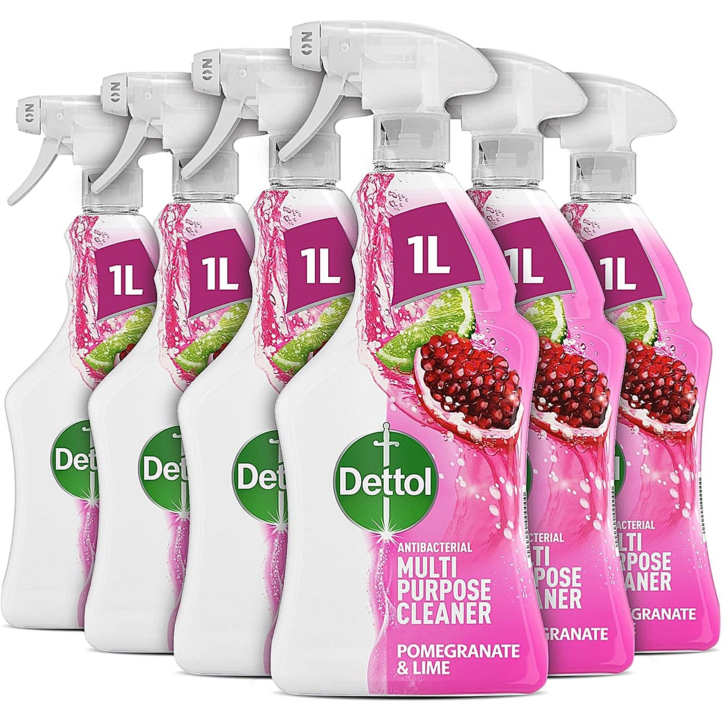Dettol Antibacterial Multipurpose Cleaner Spray, Pomegranate and Lime, 1L, Pack of 6