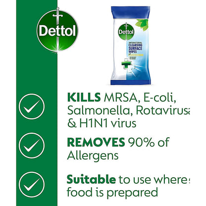 Dettol Antibacterial Cleansing Surface Wipes, 126 Wipes Per Pack