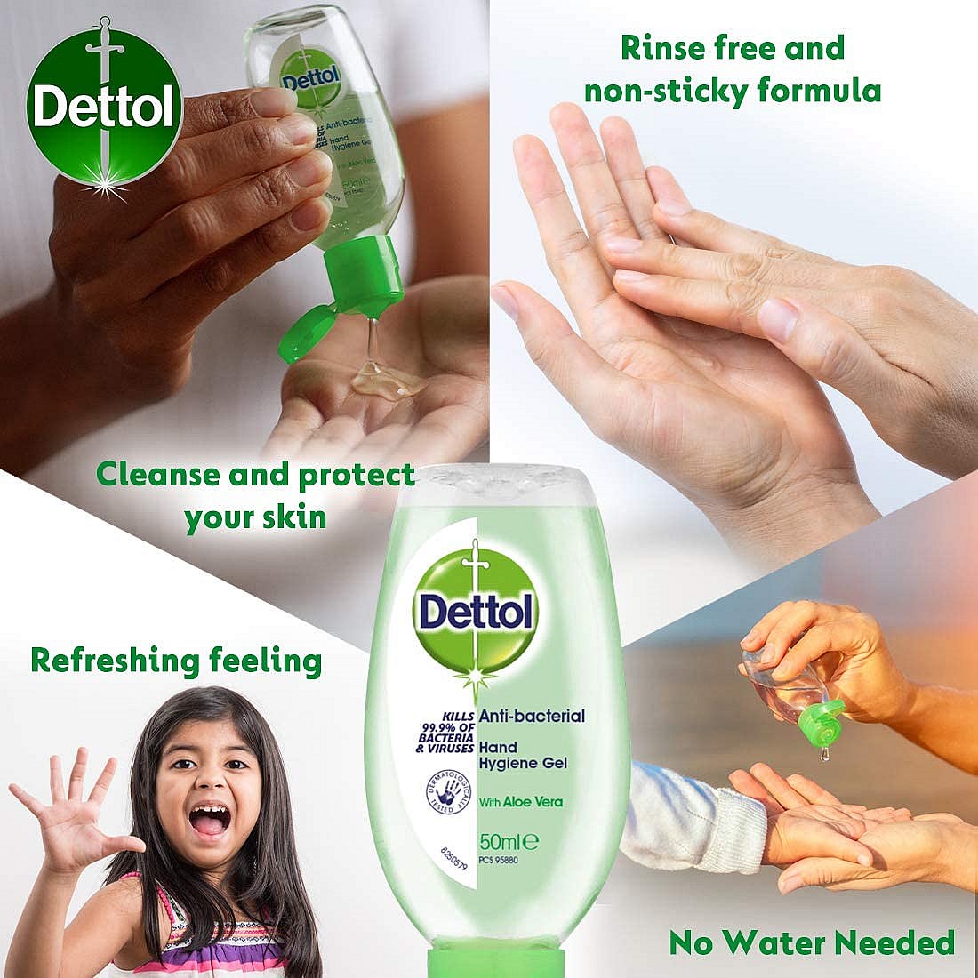 Dettol Hand Sanitiser Gel On the Go, 50ml, Pack of 12