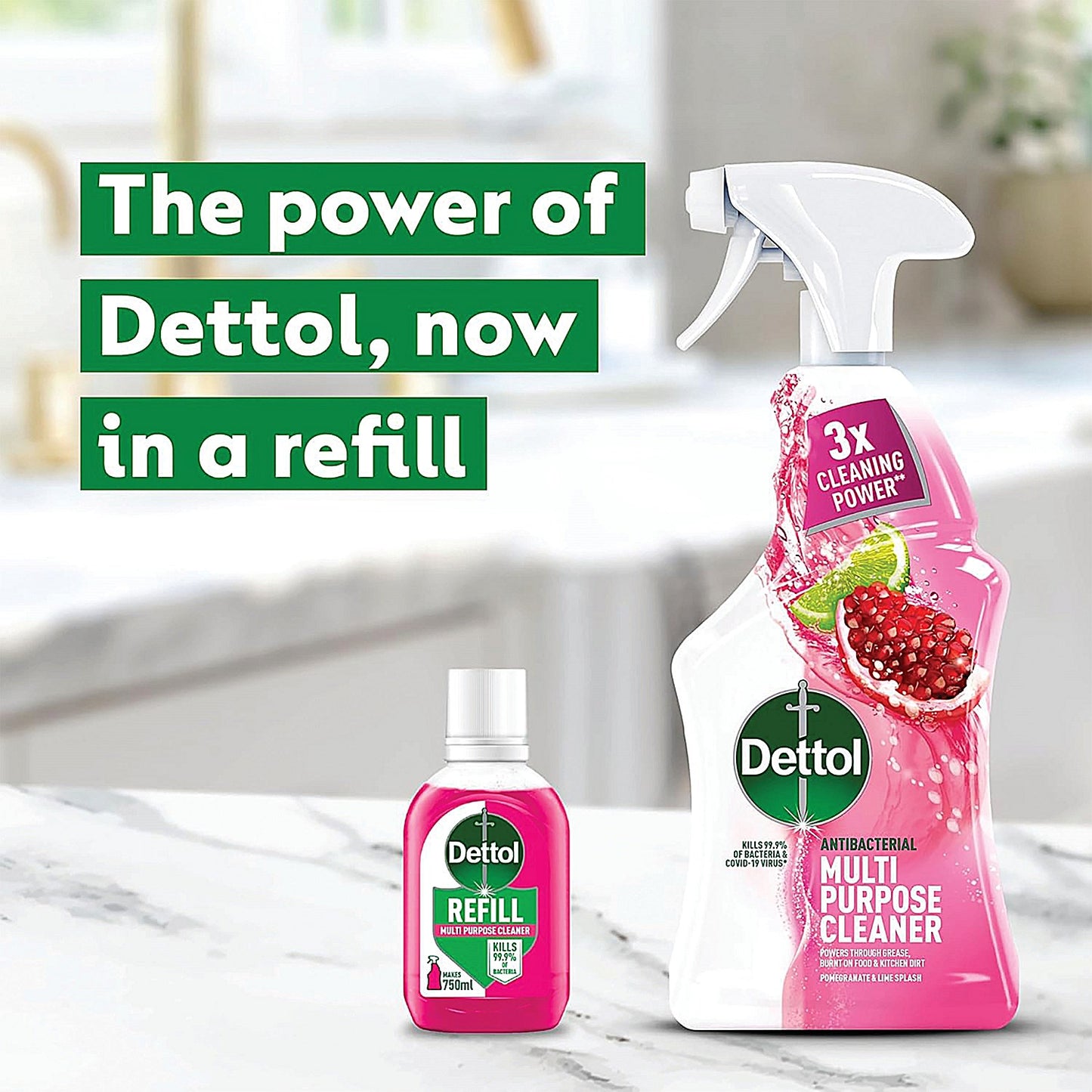 Dettol Pomegranate Multipurpose Clean Spray Refill, 50ml, Pack of 15