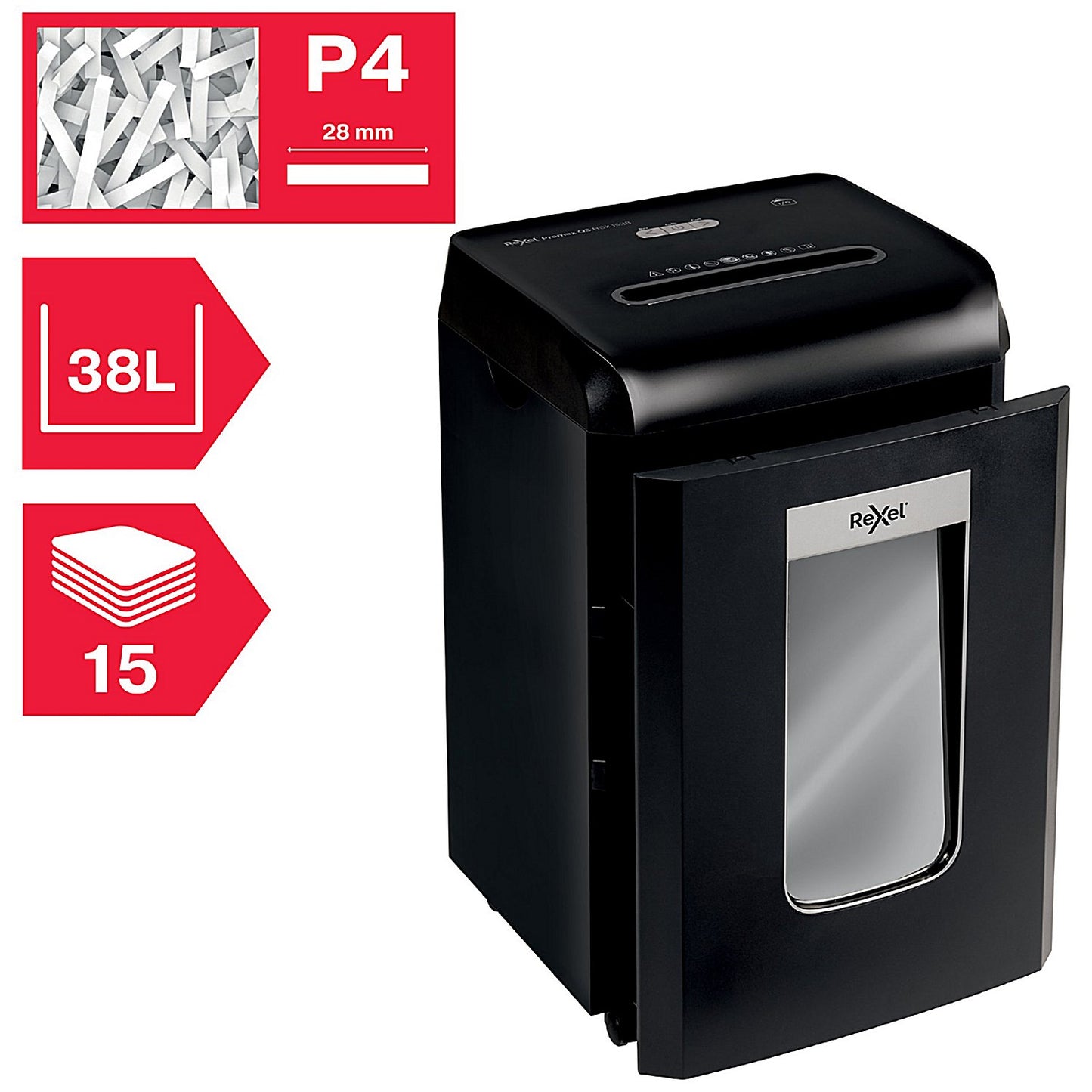 Rexel Promax QS 15/38 P-4 Cross Cut Shredder, 38 Litres