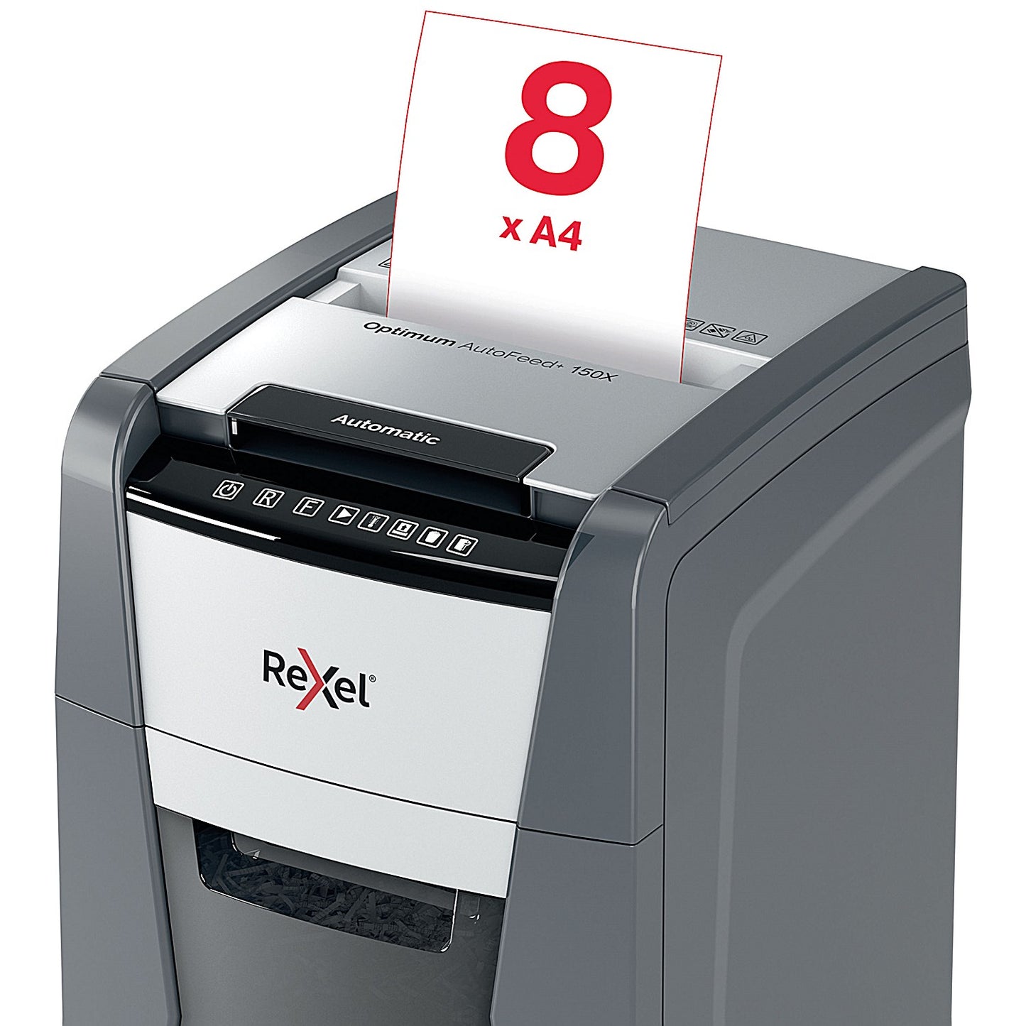 Rexel Optimum AutoFeed+ 150X P-4 Cross-Cut Shredder, 44 Litres
