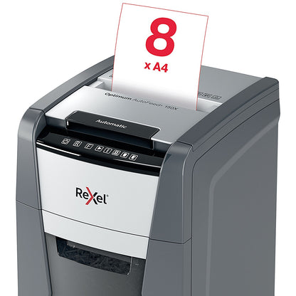 Rexel Optimum AutoFeed+ 150X P-4 Cross-Cut Shredder, 44 Litres