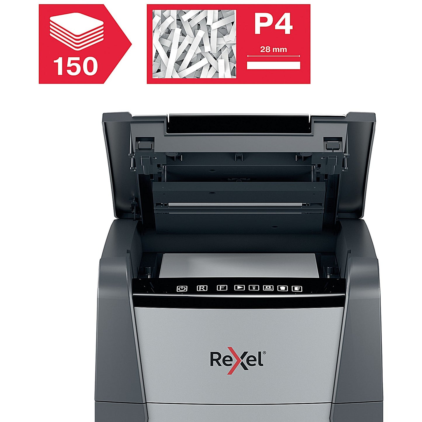 Rexel Optimum AutoFeed+ 150X P-4 Cross-Cut Shredder, 44 Litres