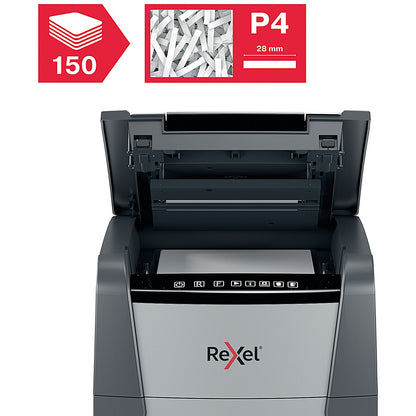 Rexel Optimum AutoFeed+ 150X P-4 Cross-Cut Shredder, 44 Litres
