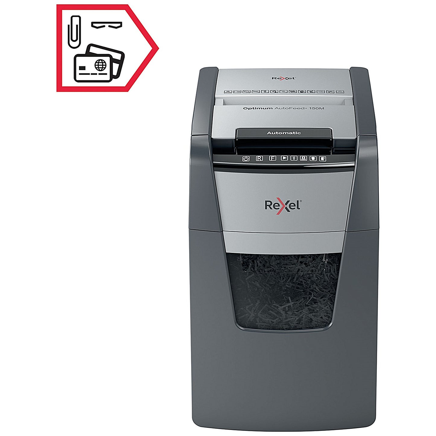 Rexel Optimum AutoFeed+ 150M P-5 Micro-Cut Shredder, 44 Litres