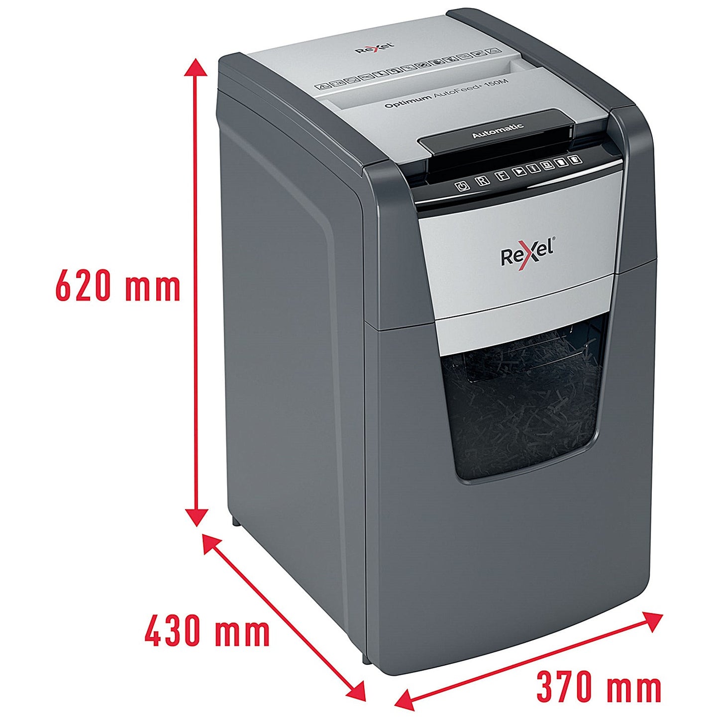 Rexel Optimum AutoFeed+ 150M P-5 Micro-Cut Shredder, 44 Litres
