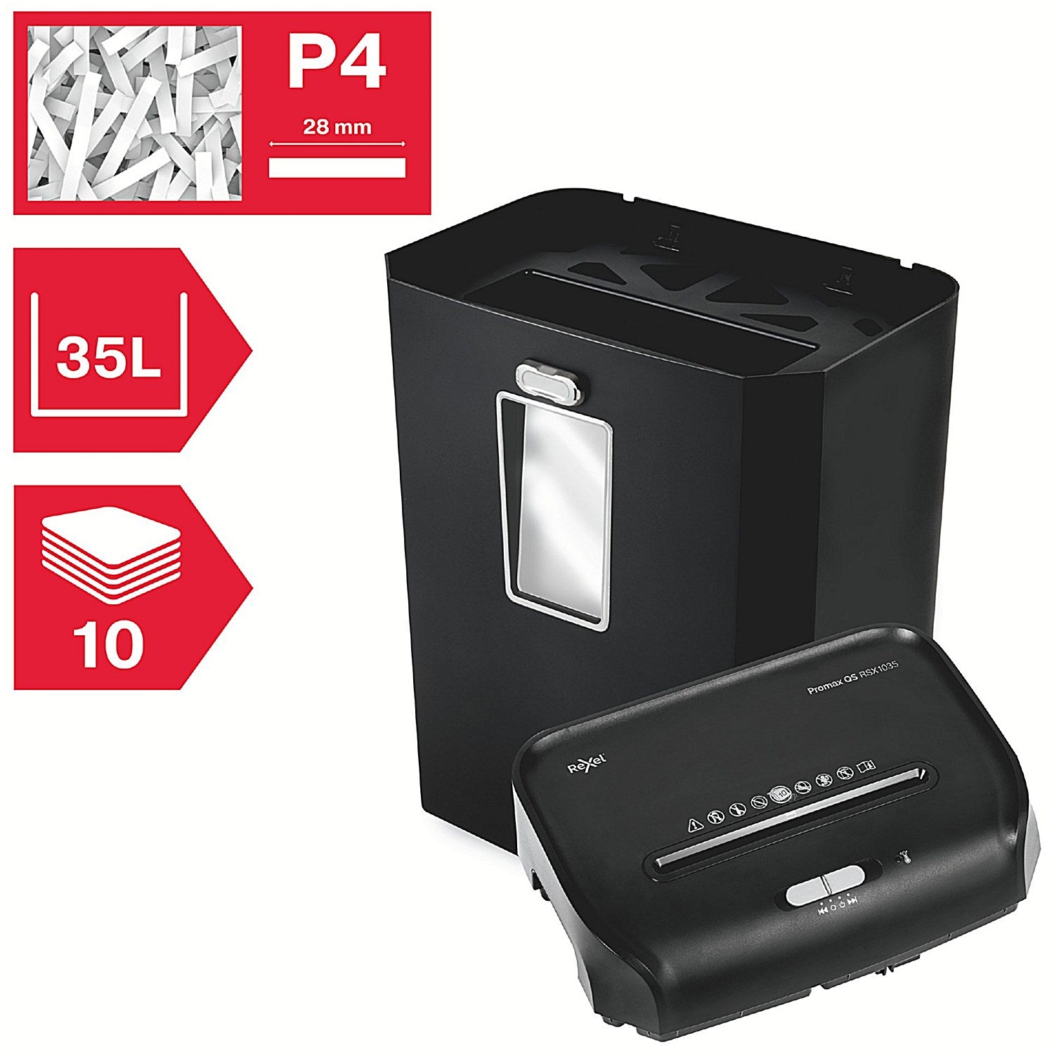 Rexel Promax QS 10/35 P-4 Cross-Cut Shredder, 35 Litres