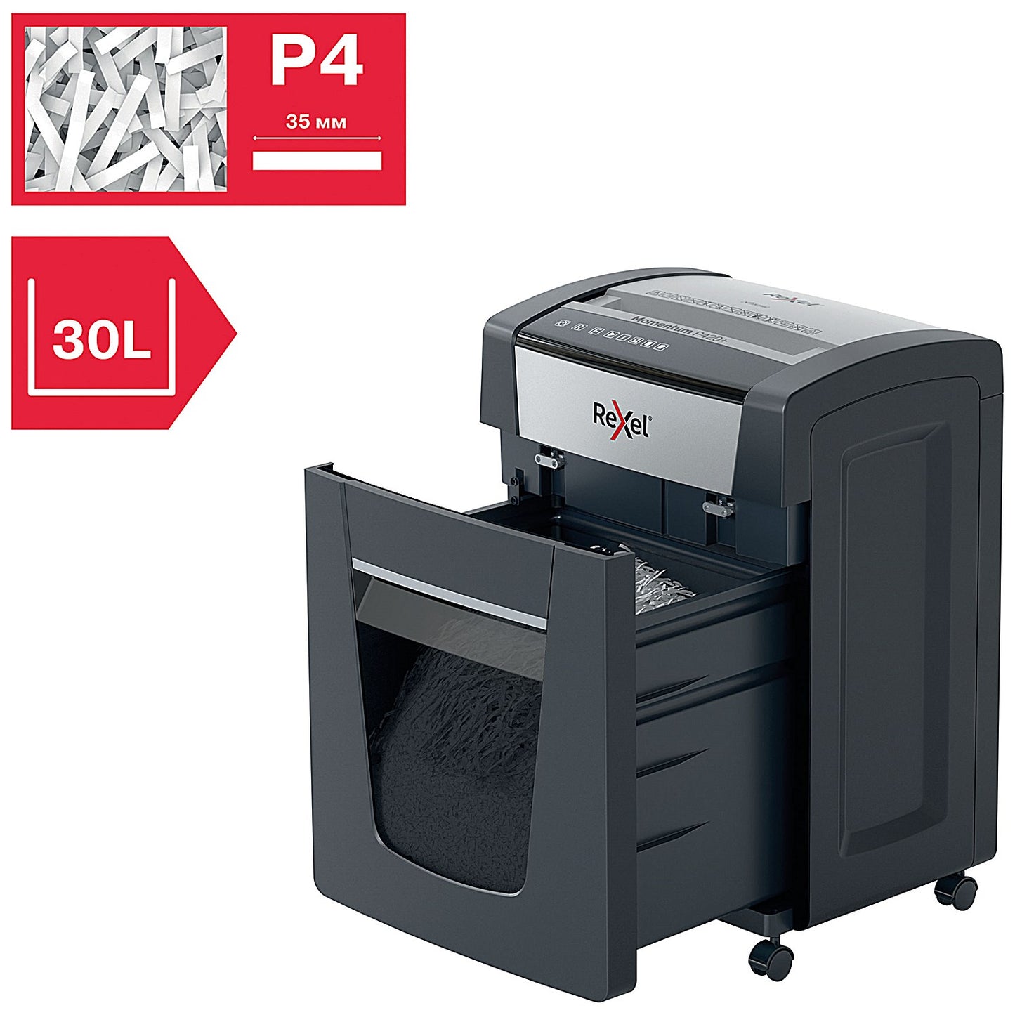 Rexel Momentum P420+ P-4 Micro Cross-Cut Shredder, 30 Litres