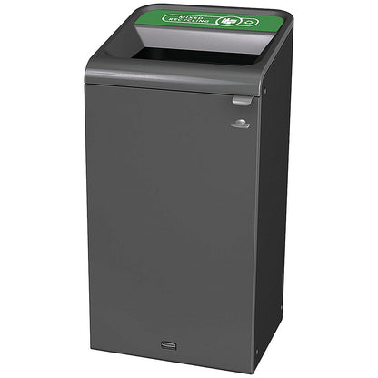 Rubbermaid Configure Container with Mixed Recycling Label, 87 Litres, Grey/Green