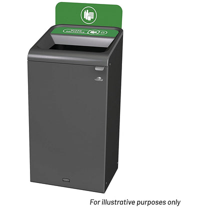 Rubbermaid Configure Container with Mixed Recycling Label, 87 Litres, Grey/Green