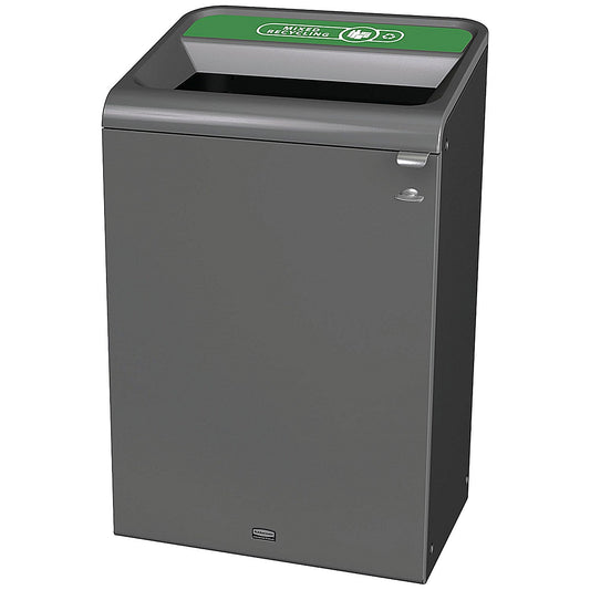 Rubbermaid Configure Container with Mixed Recycling Label, 125 Litres, Grey/Green