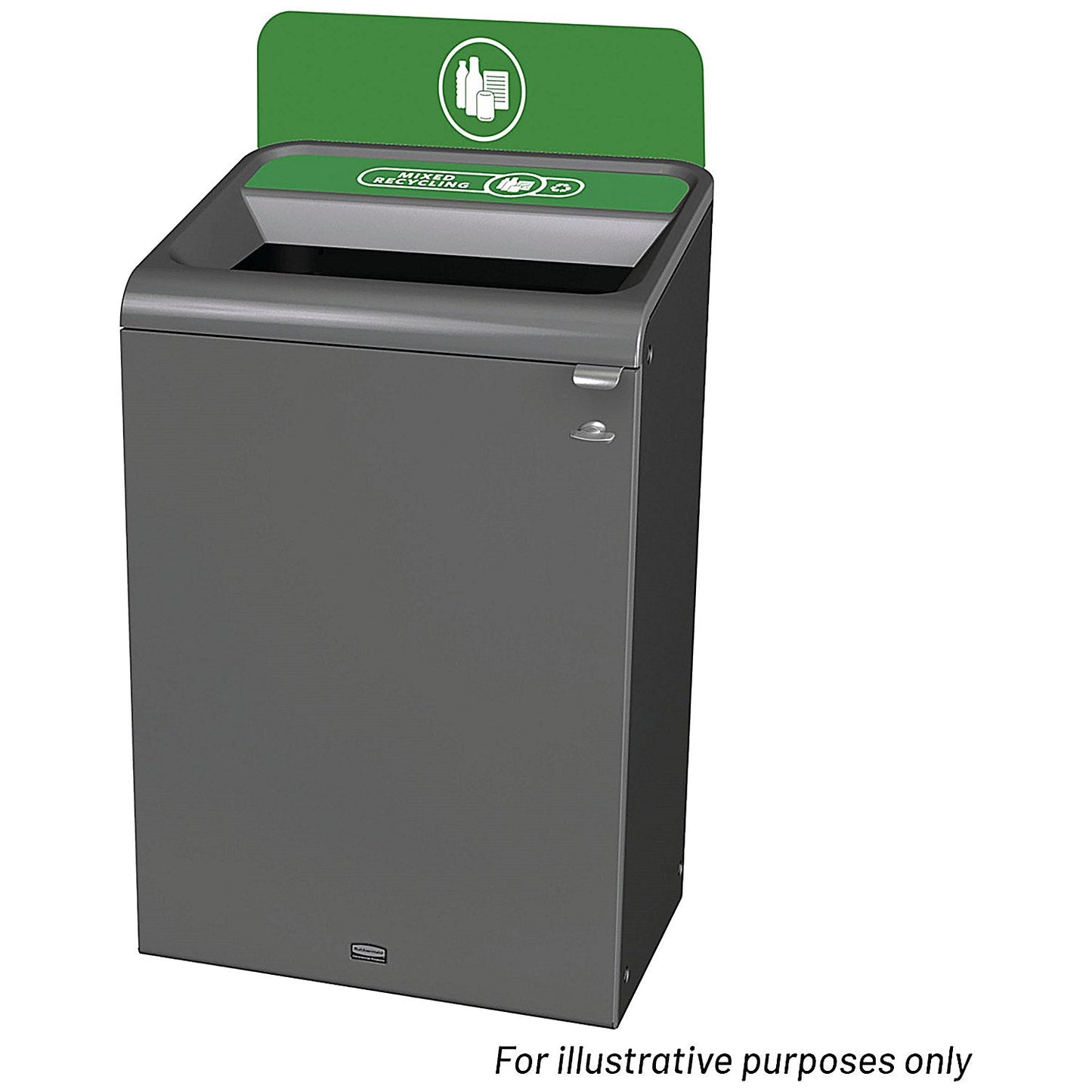 Rubbermaid Configure Container with Mixed Recycling Label, 125 Litres, Grey/Green